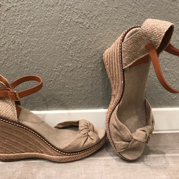 Tory Burch Macy Gold/Natural Linen Espadrilles 9.5 - Picture 6 of 8